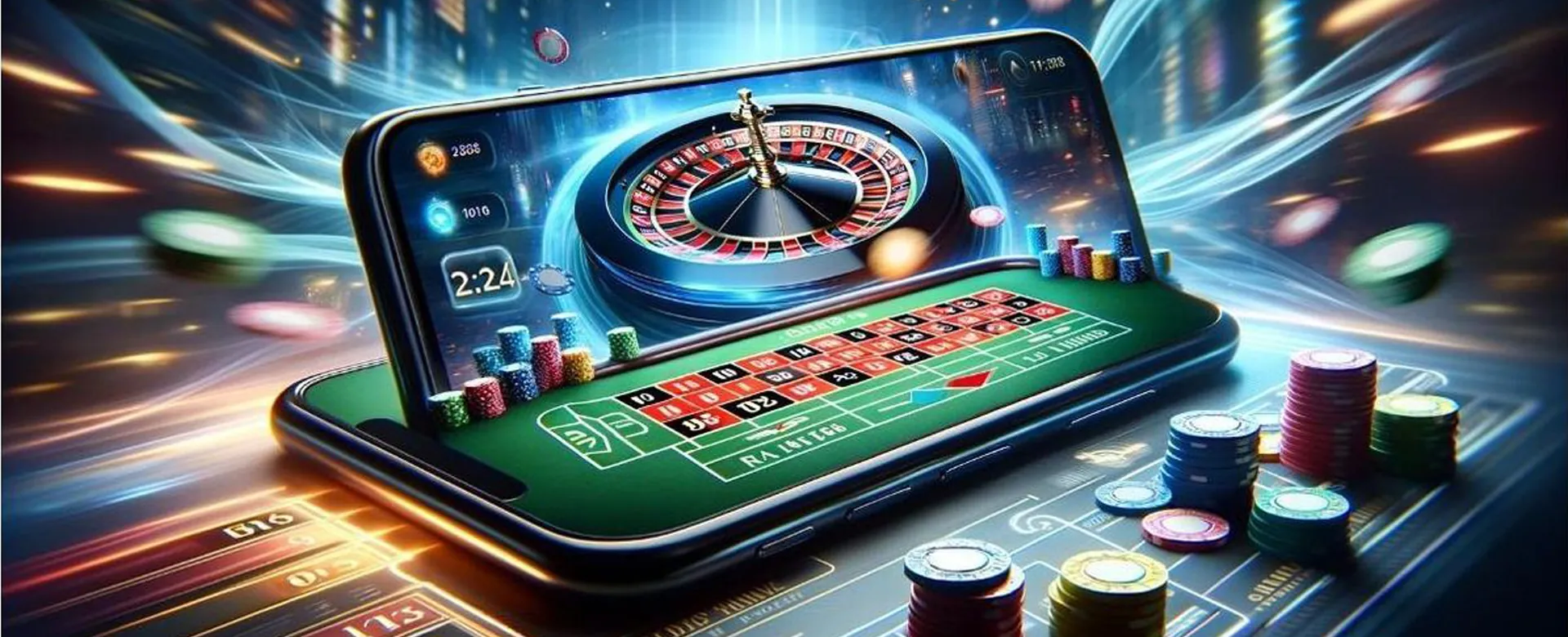 Dynamic lights and casino elements background for YY777 Bet